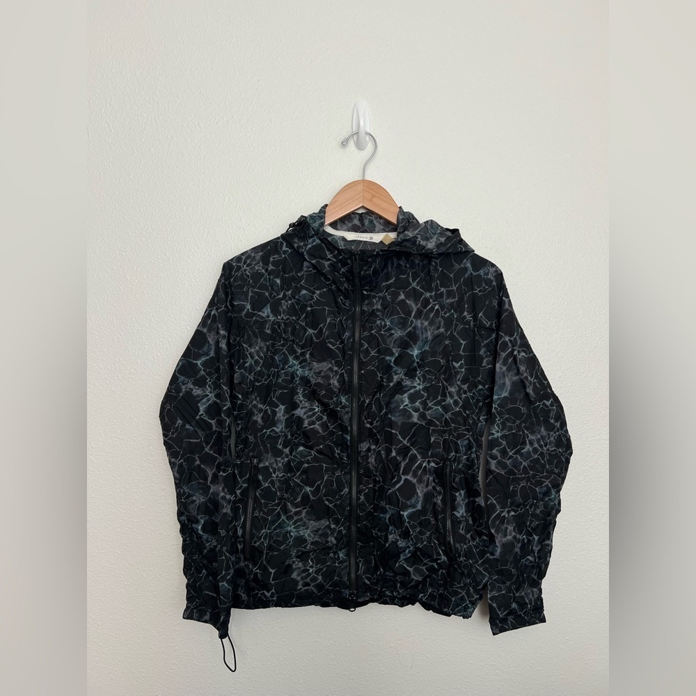 Theory 38 Strike Black Digital Camo Print Nylon Windbreaker Jacket P/TP Utility